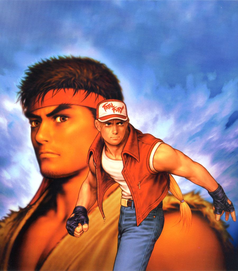 2boys black_hair blonde_hair capcom capcom_vs_snk dougi eyebrows facial_hair fatal_fury fingerless_gloves gloves jacket jeans king_of_fighters lips long_hair mori_toshiaki multiple_boys muscle ponytail realistic redneck ryuu_(street_fighter) shinkiro short_hair snk street_fighter stubble super_smash_bros. super_smash_bros._ultimate terry_bogard the_king_of_fighters thick_eyebrows