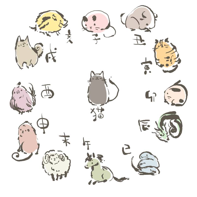 boar bull bunny cat chinese_zodiac dog dragon eastern_dragon horse monkey original ox rabbit rat sheep shiro_(reptil) snake tiger white_background