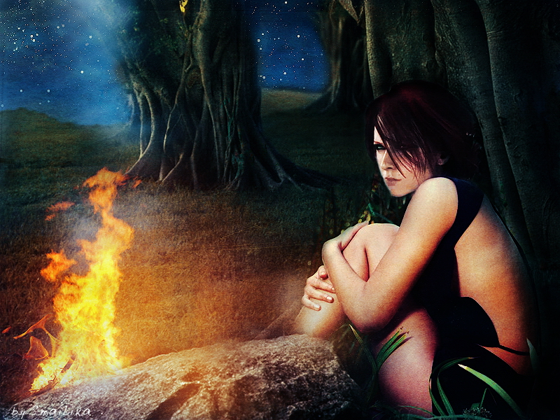dragon_age dragon_age:origins fire leliana realistic redhead sky stars
