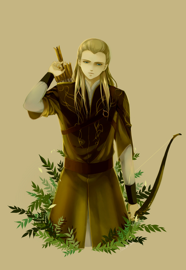 arrow blonde_hair blue_eyes bow_(weapon) elf legolas long_hair lord_of_the_rings male naked_cat pointy_ears quiver solo weapon