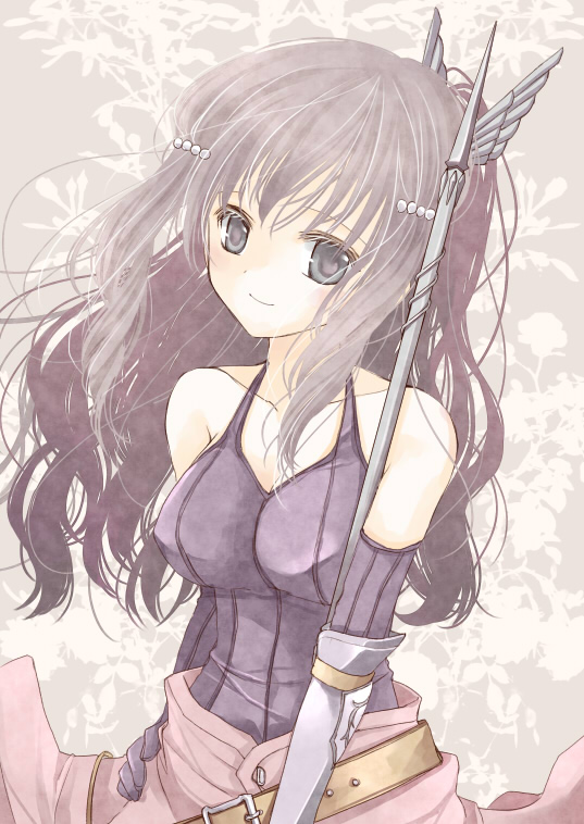 bare_shoulders belt fire_emblem fire_emblem:_kakusei grey_eyes grey_hair konataeru polearm spear sumia sumia_(fire_emblem) weapon