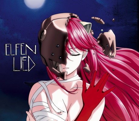 1girl bandages closed_eyes elfen_lied helmet horns lucy pink_hair