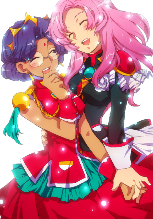 dark_skin dress epaulettes glasses himemiya_anthy pink_hair purple_hair school_uniform shoujo_kakumei_utena sooya soya tenjou_utena