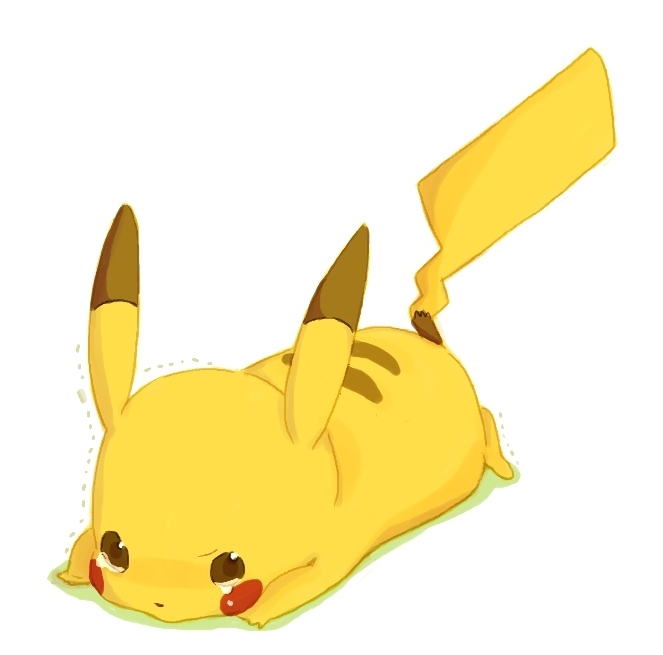 karameru_shikiso lying no_humans pikachu pokemon pokemon_(creature) solo tail tears