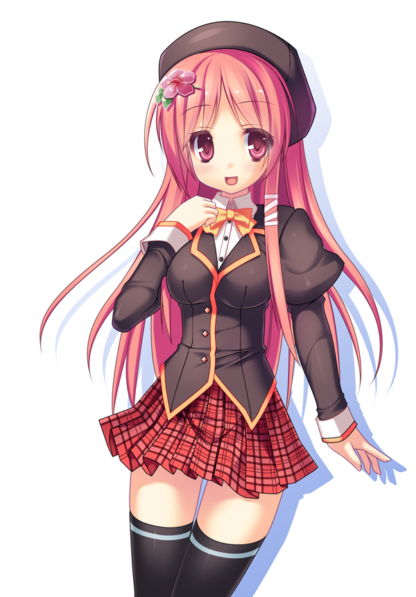 long_hair ochinsama original red_eyes red_hair redhead school_uniform solo thigh-highs thighhighs