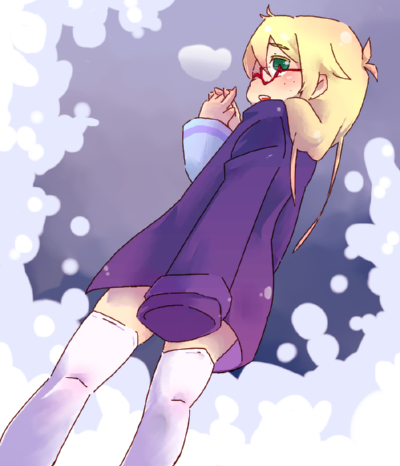 1girl blonde_hair glasses lowres rebecca_hopkins thighhighs white_legwear yu-gi-oh! yuu-gi-ou yuu-gi-ou_duel_monsters