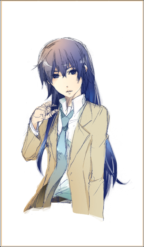 1girl adult blue_eyes blue_hair long_hair necktie persona persona_4 persona_x_detective shirogane_naoto solo