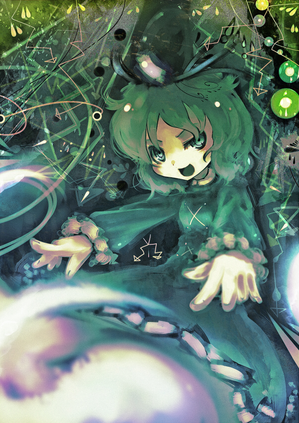 dress green_dress green_eyes green_hair hat koohee soga_no_tojiko solo touhou