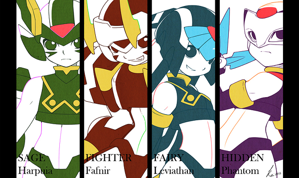 android blue_eyes blue_hair capcom chibi energy_sword fafnir fafnir_(megaman) fafnir_(rockman) fairy_leviathan fefnir fefnir_(megaman) fefnir_(rockman) female_robot fighting_fafnir fighting_fefnir gloves green_eyes guardians_of_neo_arcadia gun gynoid harpuia harpuia_(megaman) harpuia_(rockman) helmet hidden_phantom kin_niku leviathan leviathan_(megaman) leviathan_(rockman) neo_arcadia ocean_guardian official_art phantom phantom_(megaman) phantom_(rockman) polearm red_eyes reploid rockman rockman_zero sage_harpuia scarf sd shitennou shuriken spear stand sword weapon