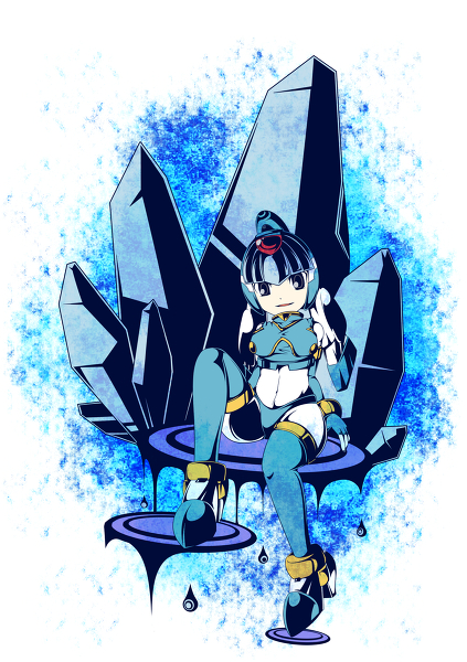 blue blue_eyes capcom fairy_leviathan female girl guardian_of_the_sea guardians_of_master_x guardians_of_neo_arcadia gynoid helmet ice leviathan leviathan_(megaman) leviathan_(rockman) megaman_zero mmz neo_arcadia reploid rmz robot rockman rockman_zero sitting thigh-highs water woman