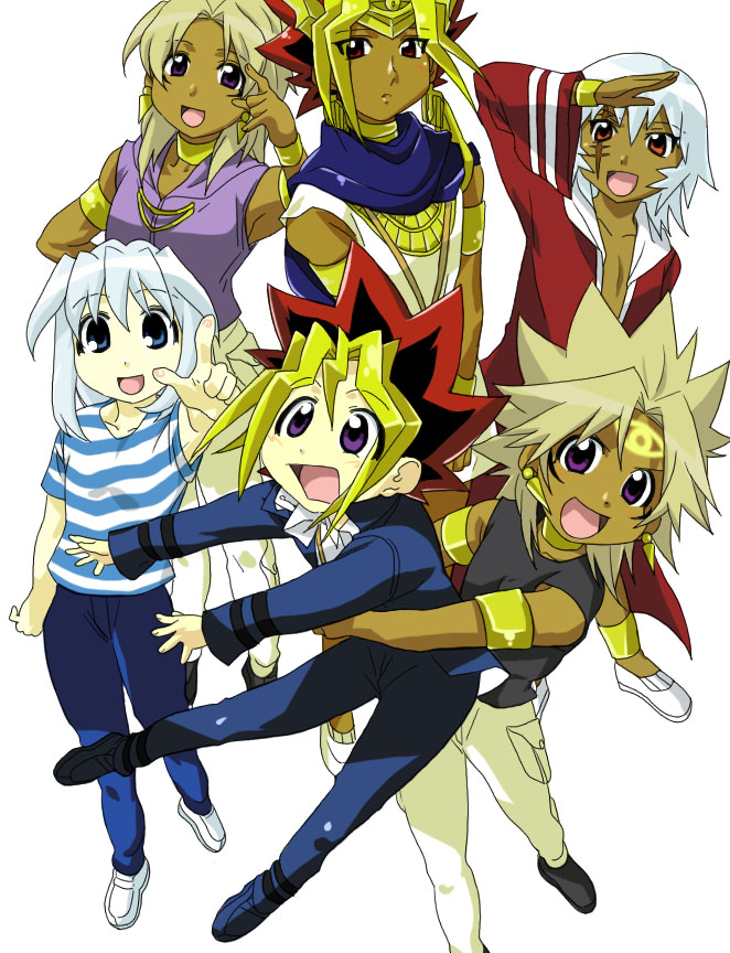 atem azumanga_daioh azumanga_daiou bad_id bakura_ryou everyone ishtar_malik male marik_ishtar mutou_yuugi parody style_parody tan thief_king_bakura yami_marik yu-gi-oh! yuu-gi-ou yuu-gi-ou_duel_monsters