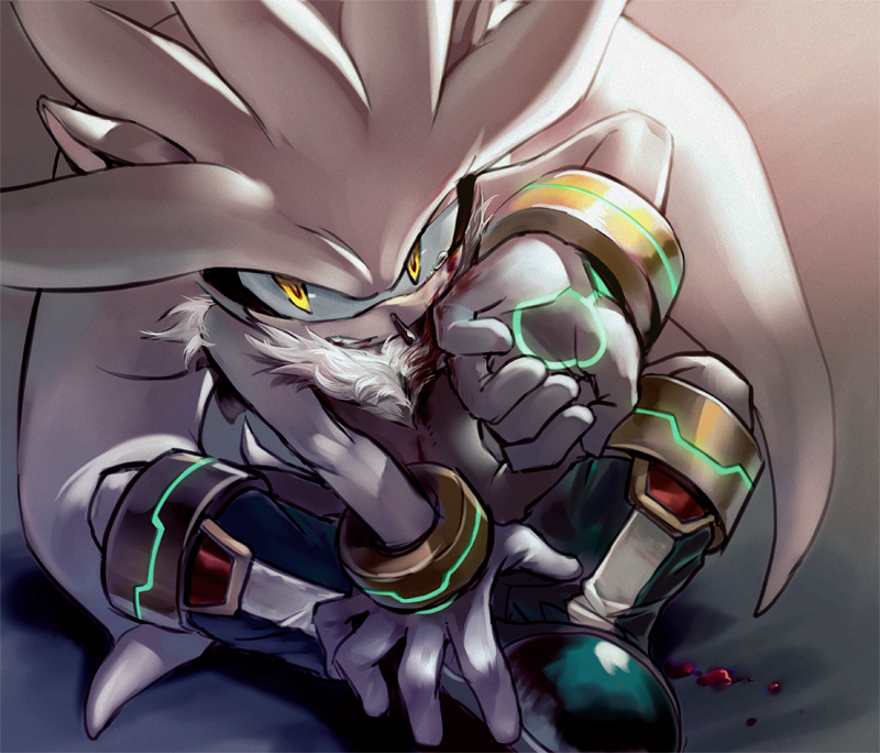 blood gloves male mri shoes silver_the_hedgehog sonic_the_hedgehog yellow_eyes