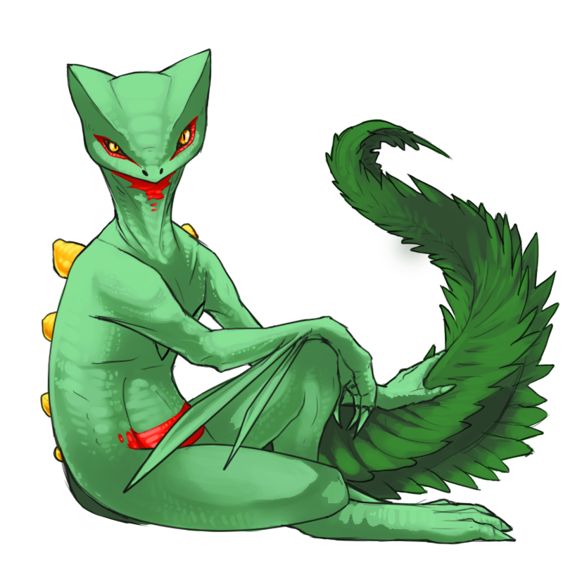 andrea_botiller creature green_skin looking_at_viewer no_humans pokemon pokemon_(creature) realistic sceptile sitting solo transparent_background