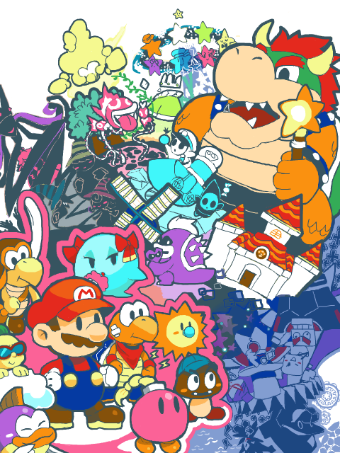 6+boys 6+girls absolutely_everyone bandage beldam bob-omb boo bow bowser brown_hair cap castle character_request cloud count_noir crown crystal_king dimentio dodontas eldstar electricity everyone fire fish general_guy ghost goomba hat heart horns huff_n._puff injury jester jester_cap kalmar klevar koopa koopa_troopa kuroba_(tegaki) lakitu lava_piranha mamar manera marilyn mario misstar multiple_boys multiple_girls mushroom muskular mustache nastasia nintendo open_mouth opuku paper_mario paper_mario_rpg peach's_castle pinky piranha_plant princess_peach princess_peach's_castle red_hair resaresa shadow_queen shadow_sirens shell shy_guy skolar spiked_bracelet spiked_collar spikes star star_rod star_spirits starman_(mario) super_dimentio super_mario_bros. super_mushroom super_paper_mario suspenders tegaki tongue tongue_out tubba_blubba tubba_blubba's_heart twink vivian watt wings