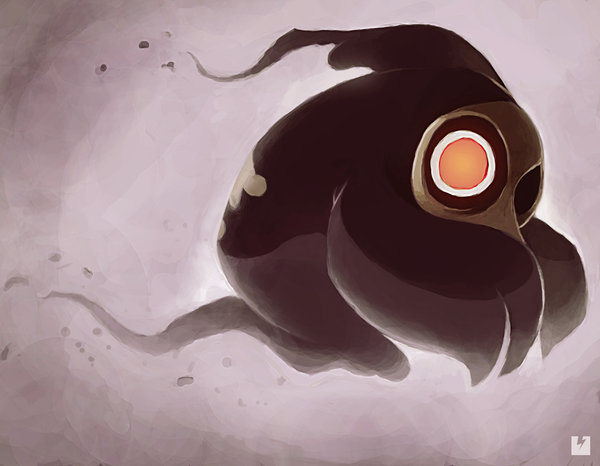 duskull floating ghost no_humans pokemon pokemon_(creature) purple_background red_eyes ry-spirit solo