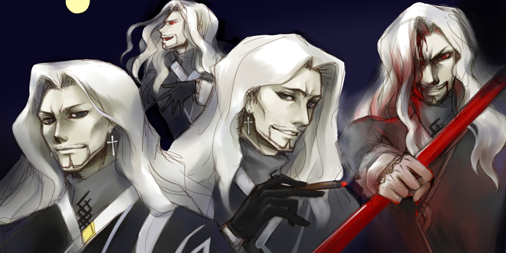 abaishumei blood blood_on_face cigar fate/apocrypha fate_(series) iii_(fate/apocrypha) lancer_of_black vlad vlad_iii_(fate/apocrypha) white_hair