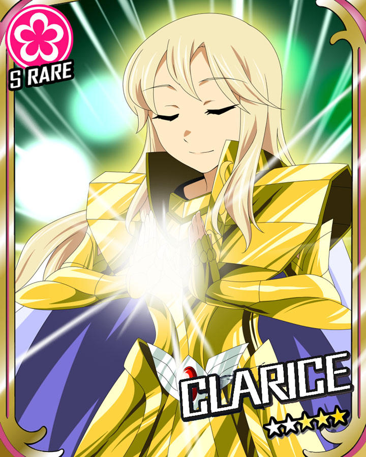 blonde_hair card character_name cinderella_girls_card_parody clarice clarice_(cinderella_girls) closed_eyes cosplay eyes_closed flower idolmaster idolmaster_cinderella_girls parody saint_seiya solo takeya_yuuki virgo_shaka