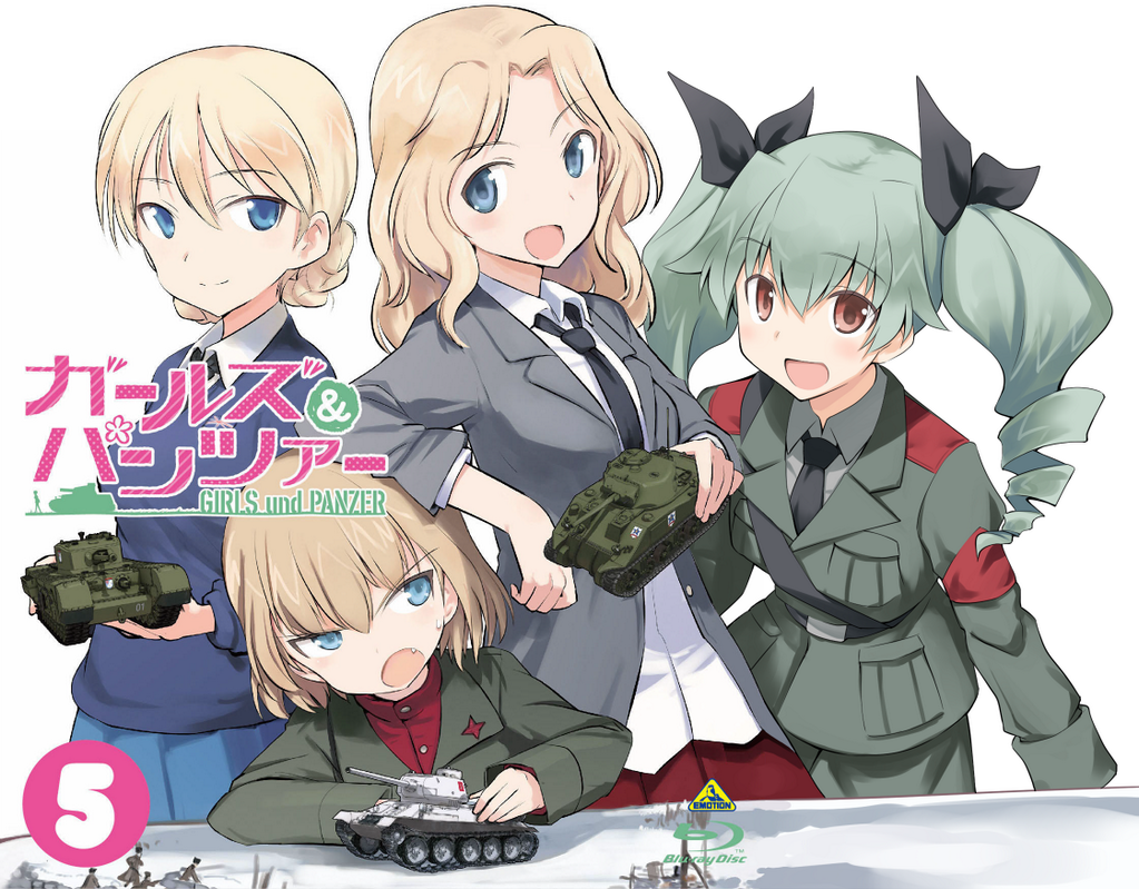 4girls anchovy arm_rest blazer blonde_hair blue_eyes braid brown_eyes churchill_(tank) cover darjeeling drill_hair dvd_cover fang girls_und_panzer green_hair holding jacket kaneda_mitsuko katyusha kay_(girls_und_panzer) leaning long_hair looking_at_viewer m4_sherman military military_uniform military_vehicle miniskirt multiple_girls necktie official_art open_mouth pants photoshop pleated_skirt shirt short_hair sitting skirt smile standing t-34 tank title_drop twin_drills twintails uniform vehicle white_shirt