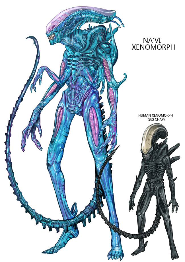 70s alien alien_(movie) avatar_(movie) crossover kusagami_style monster na'vi oldschool science_fiction simple_background tail white_background xenomorph
