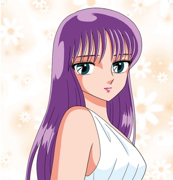 athena_(saint_seiya) blue_eyes long_hair purple_hair saint_seiya saori_kido smile tagme