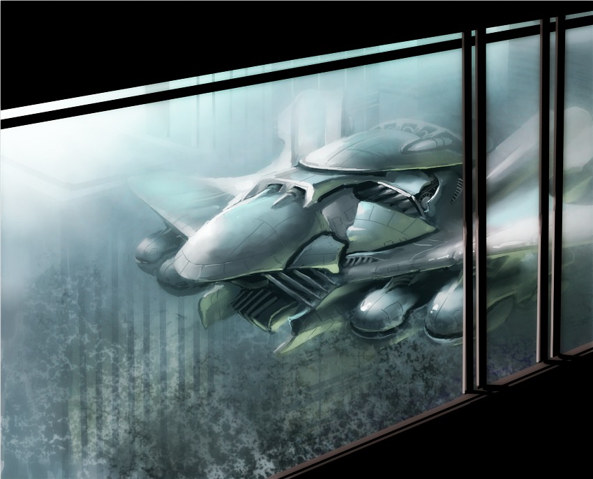 commentary flying kaburagi_yasutaka machine no_humans original science_fiction space_craft window