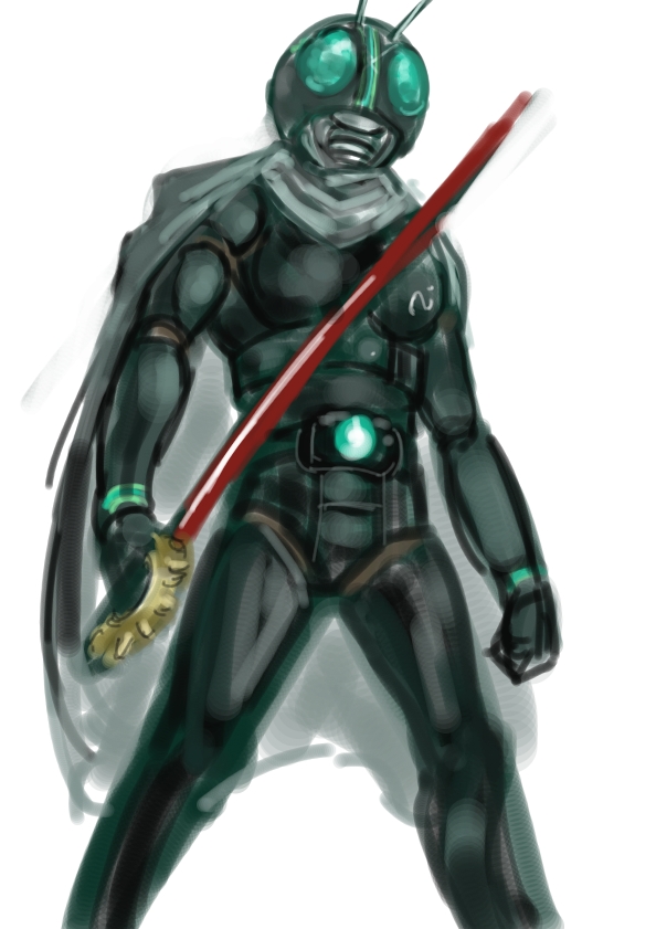 1boy cape hisaki kamen_rider kamen_rider_black kamen_rider_black_(series) male shadow_moon solo sword weapon
