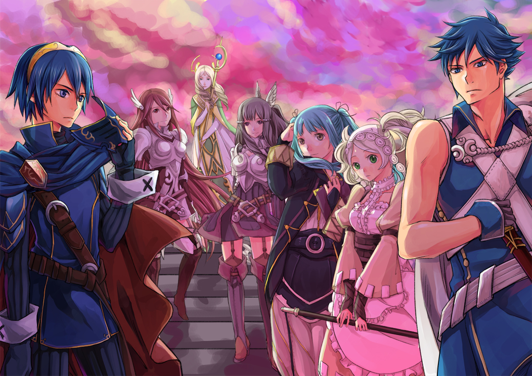 6+girls adjusting_hair apron armor belt black_hair blonde_hair blue_eyes blue_hair book boots brother_and_sister brown_eyes cape chrom_(fire_emblem) dress drill_hair emerina fire_emblem fire_emblem:_kakusei frills frown garter_straps gloves green_eyes hair_ribbon hairband hat head_wings headdress krom liz_(fire_emblem) long_hair lucina marth_(fire_emblem:_kakusei) mask mask_removed multiple_girls my_unit purple_eyes red_eyes red_hair redhead ribbon short_hair short_twintails siblings skirt smile spoilers staff sumia tabard thigh-highs thigh_boots thighhighs cordelia_(fire_emblem) twintails very_long_hair violet_eyes wrist_cuffs youhe