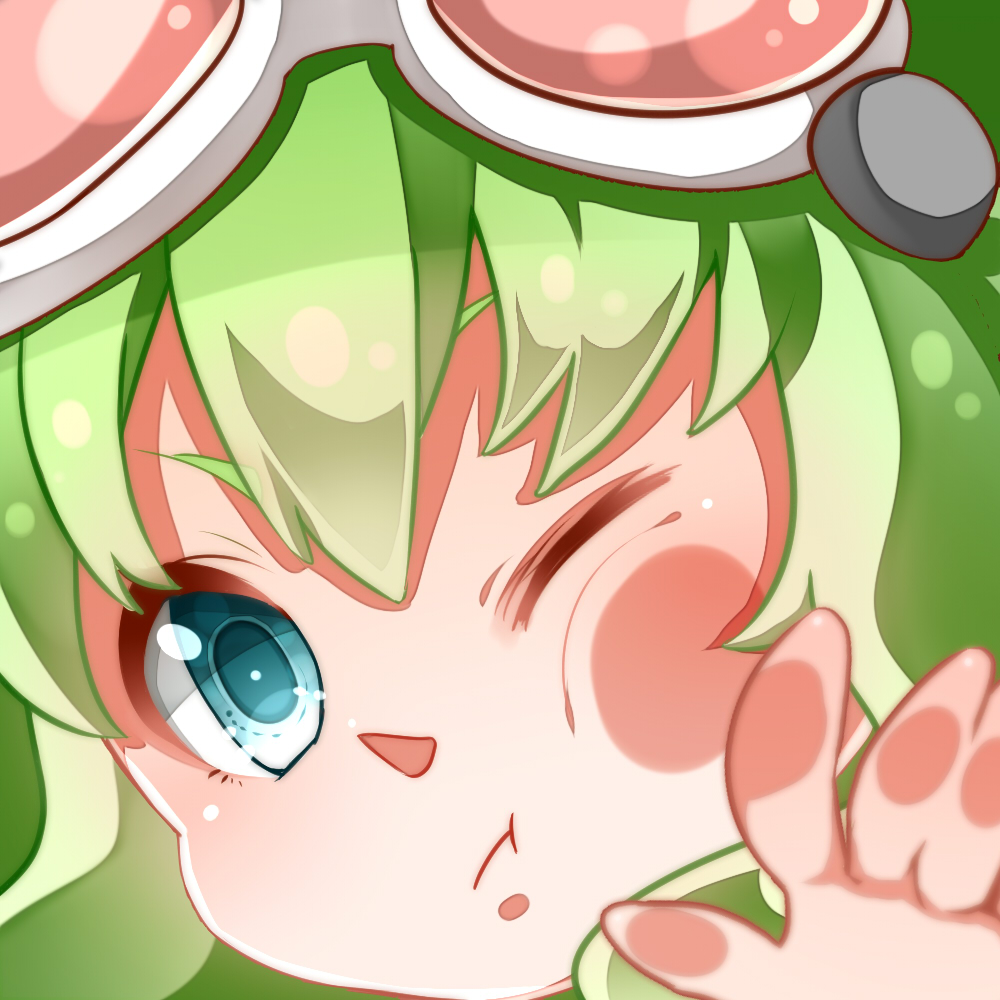 against_glass close-up face fourth_wall green_eyes green_hair gumi looking_at_viewer nou short_hair solo vocaloid wince