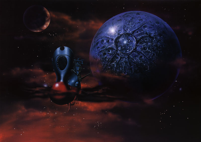 80s epic final_yamato gamilon official_art oldschool planet realistic science_fiction space space_craft spaceship star uchuu_senkan_yamato yamato_(uchuu_senkan_yamato)