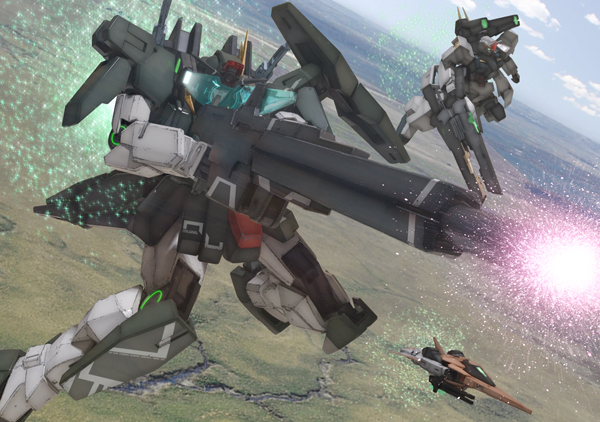 arios_gundam cherudim_gundam designer_color_gundam gundam gundam_00 gundam_arios mecha no_humans robographer seravee_gundam sky weapon weapons