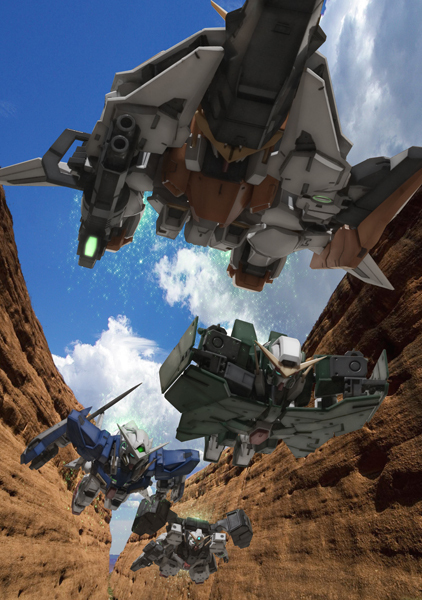 canyon cloud flying gundam gundam_00 mecha realistic robographer science_fiction