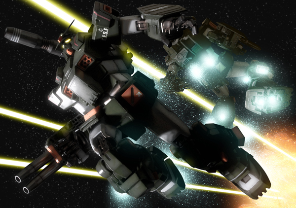 heavy_full_armor_gundam mecha no_humans robographer space star_(sky) weapon