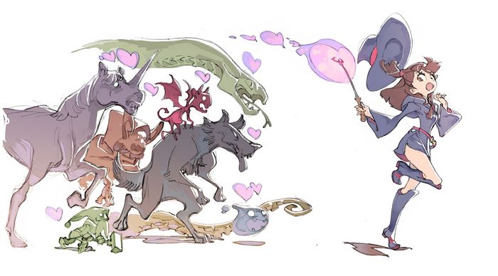 akko_kagari chasing little_witch_academia monster official_art trigger_(company) yoshinari_you