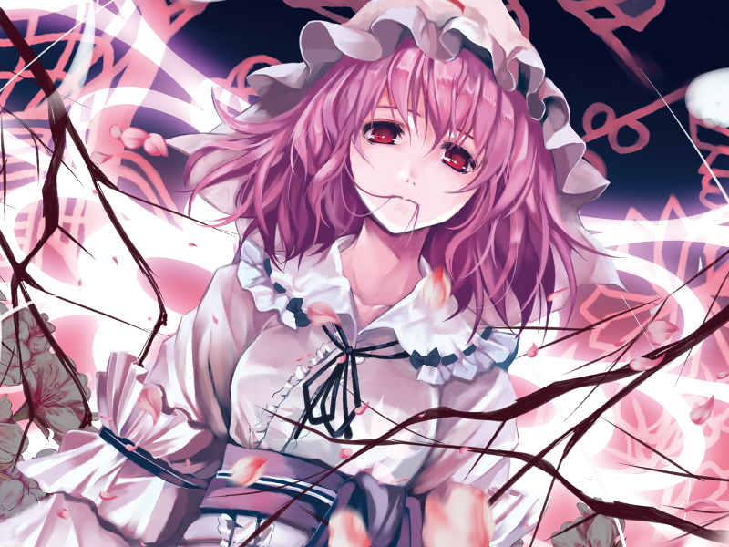 cradle_(artist) face misaki_kurehito runes saigyouji_yuyuko short_hair solo touhou