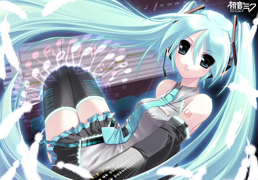 guilty_troop_factory hatsune_miku jian long_hair necktie thigh_highs thighhighs twintails uniform very_long_hair vocaloid zettai_ryouiki