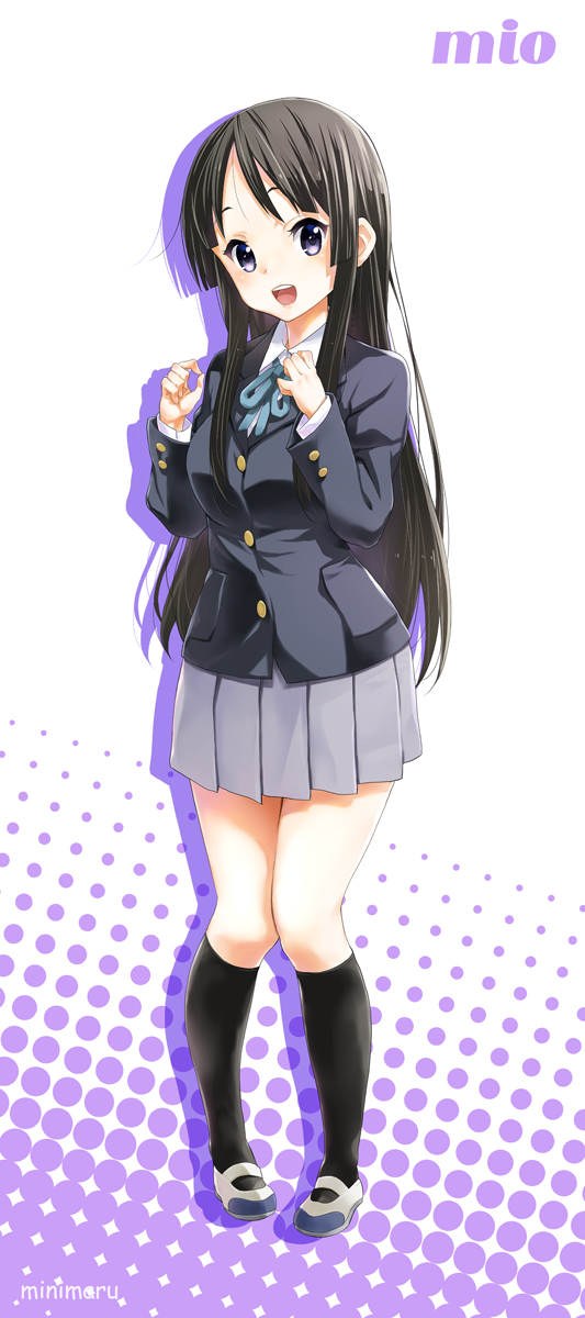 1girl akiyama_mio black_hair highres k-on! long_hair minimaru school_uniform violet_eyes