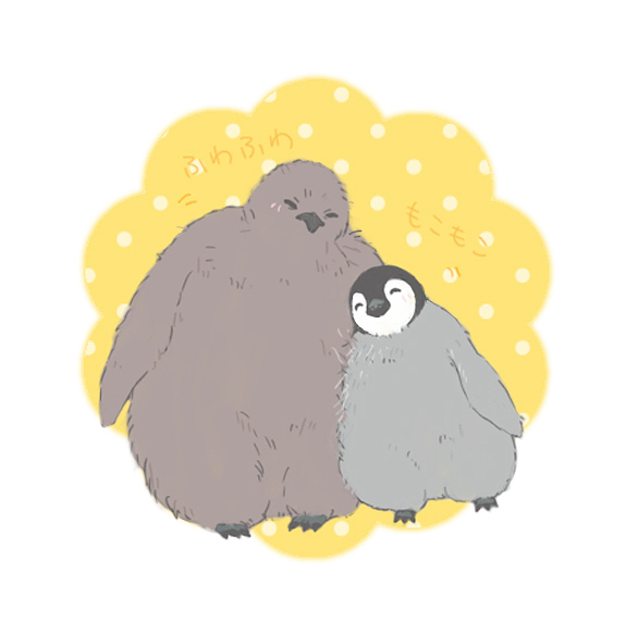 bird cuddling no_humans penguin shirokuma_cafe simple_background
