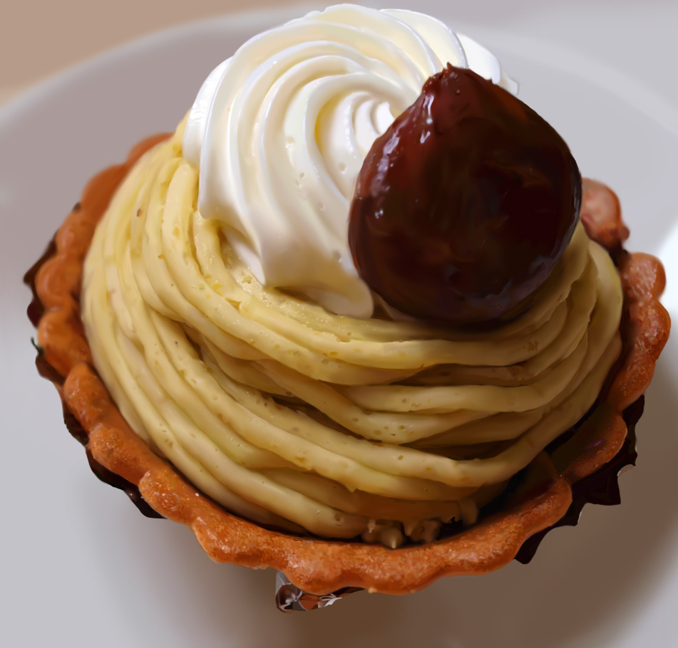 bad_id cake cream dessert dish food fruit granada mont_blanc_(food) no_humans photorealistic still_life