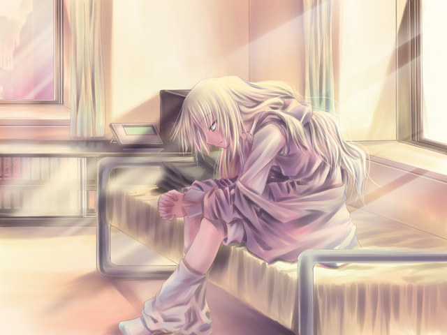 1girl blonde_hair game_cg long_hair saijou_yuuri twilight_insanity