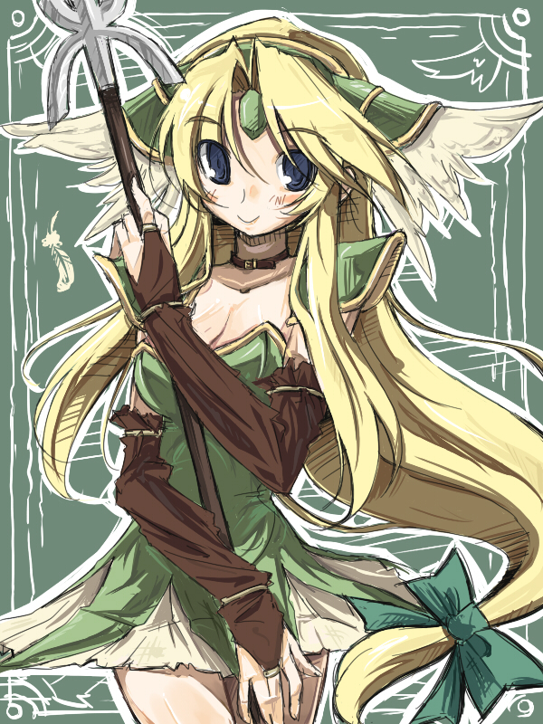 blush breasts endou_chihiro long_hair looking_at_viewer riesz seiken_densetsu seiken_densetsu_3 smile solo very_long_hair