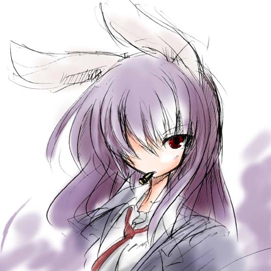 blazer bullet bunny_ears izumi_yuuji izumi_yuuji_(trace_kouhosei) long_hair necktie purple_hair rabbit_ears red_eyes reisen_udongein_inaba solo touhou