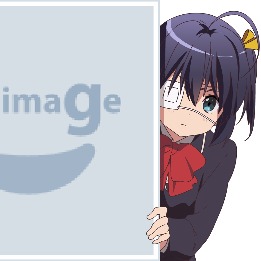 ahoge black_hair blazer blue_eyes bow chuunibyou_demo_koi_ga_shitai! eyepatch mugen_ouka no_image peeking_out pixiv school_uniform short_hair solo takanashi_rikka