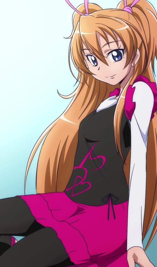 blue_eyes brown_hair houjou_hibiki long_hair looking_at_viewer manji_(tenketsu) pantyhose precure smile solo suite_precure