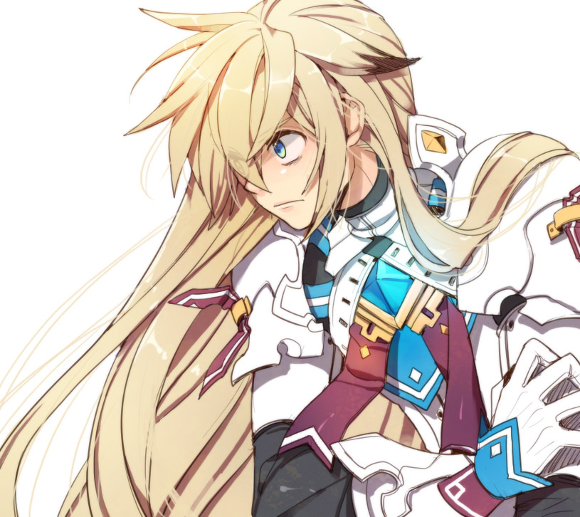 armor bad_id blonde_hair blue_eyes chung elsword limble long_hair male serious solo white_background