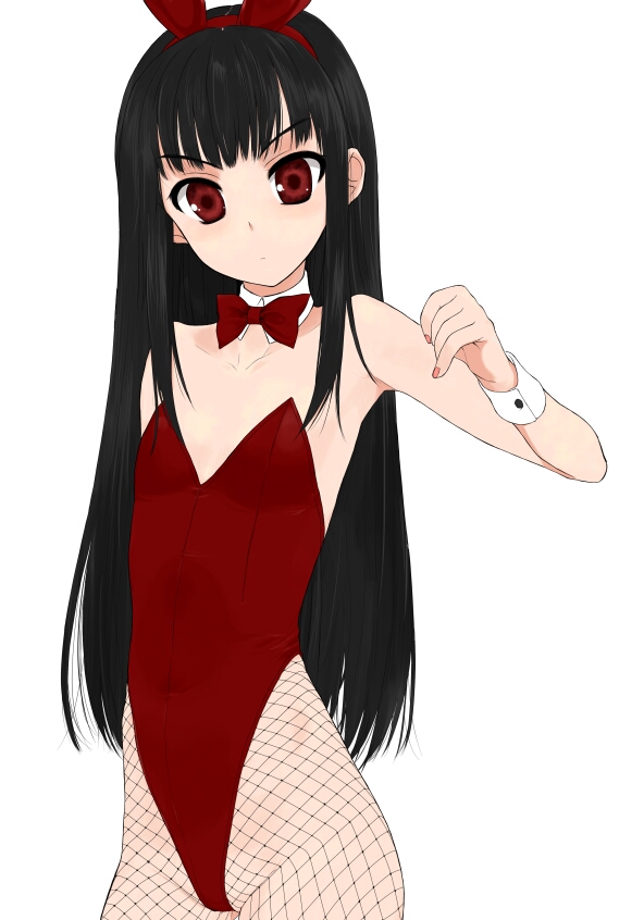 baby_princess black_hair bunny_ears bunny_girl bunnysuit fishnet_pantyhose fishnets flat_chest kusaka kusaka_souji long_hair original pantyhose rabbit_ears red_eyes urara_(baby_princess) wrist_cuffs