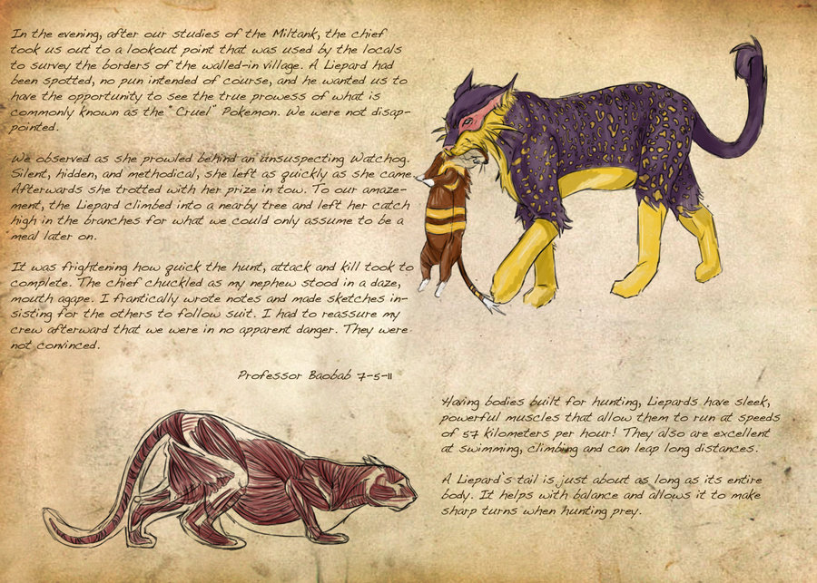 creature death english hunting liepard michael_casteel muscle no_humans pokemon text watchog