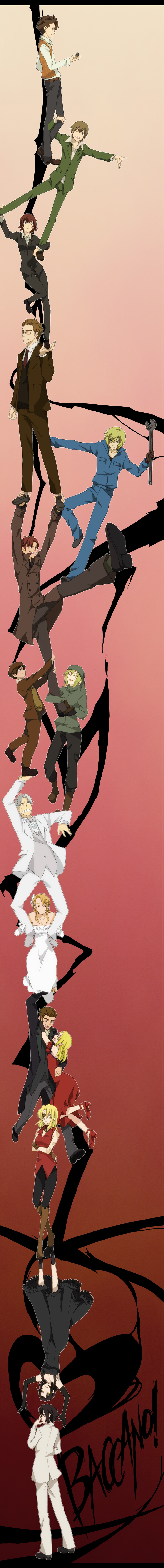 6+girls absurdres akimo_(cb21) baccano! chane_laforet claire_stanfield creator_connection czeslaw_meyer durarara!! elbow_gloves ennis firo_prochainezo formal glasses gloves graham_spector highres huey_laforet isaac_dian jacuzzi_splot ladd_russo long_image lua_klein maiza_avaro miria_harvent multiple_boys multiple_girls nice_holystone parody rachel_(baccano!) reverse_trap revision suit tall_image trust_me