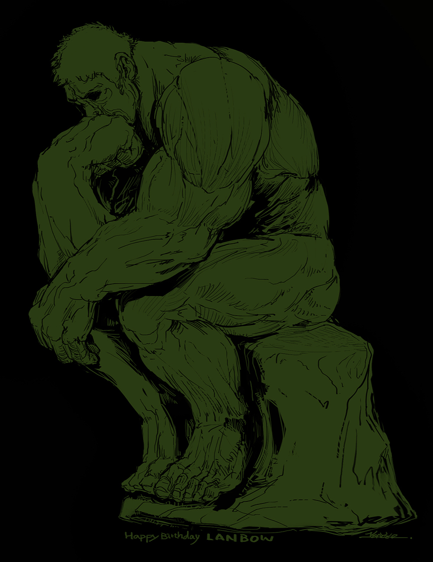 arm_support fine_art_parody green hulk kazeco male marvel parody short_hair sitting solo the_thinker