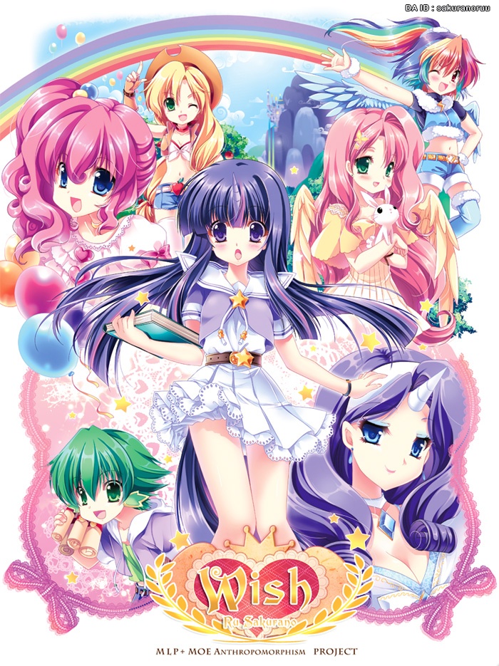 6+girls :o applejack balloon belt book bunny byruu choker cover cover_page crystal doily drill_hair eyeshadow fluttershy food_themed_clothes gem horn long_hair makeup multicolored_hair multiple_girls my_little_pony my_little_pony_friendship_is_magic personification pinkie_pie pleated_skirt ponytail rabbit rainbow rainbow_dash rainbow_hair rarity ribbon sailor_collar scroll side_ponytail skirt spike_(my_little_pony) twilight_sparkle two-tone_hair wings wink