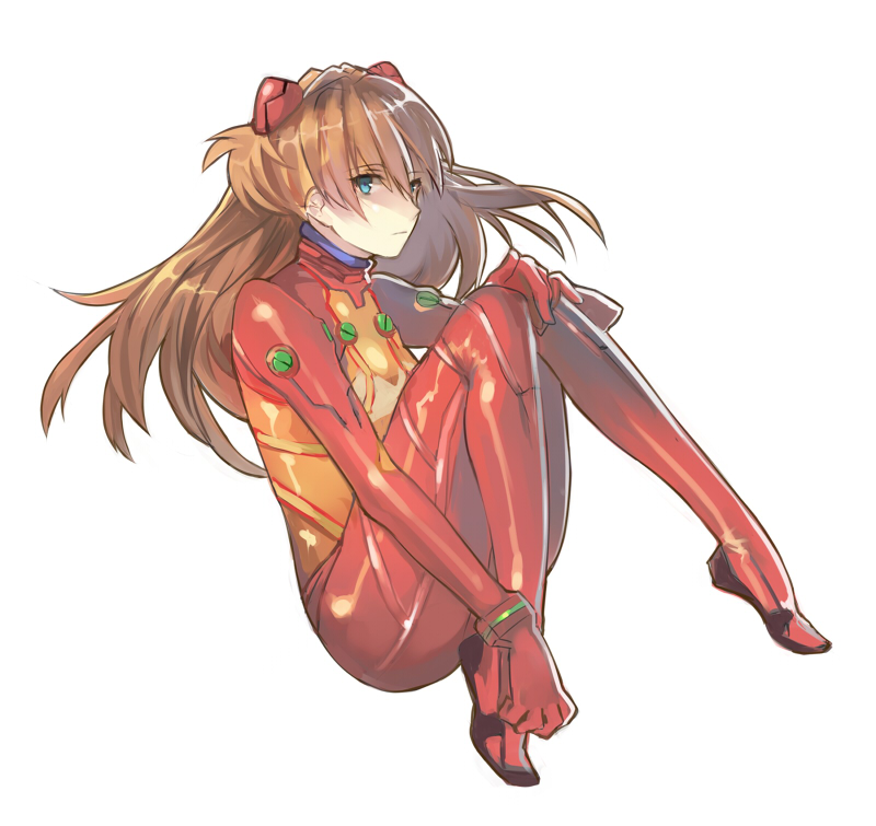 blue_eyes bodysuit brown_hair evangelion:_2.0_you_can_(not)_advance evangelion:_3.0_you_can_(not)_redo hair_ornament long_hair looking_at_viewer neon_genesis_evangelion plugsuit rebuild_of_evangelion shikinami_asuka_langley simple_background solo soryu_asuka_langley souryuu_asuka_langley test_plugsuit white_background yunomachi